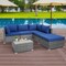 6 Pieces Patio Rattan Conversation Set with Thick Seat Back Cushions